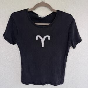 Free People Aries Top Women Large Horoscope Crop Baby Tee The Laundry Room NEW